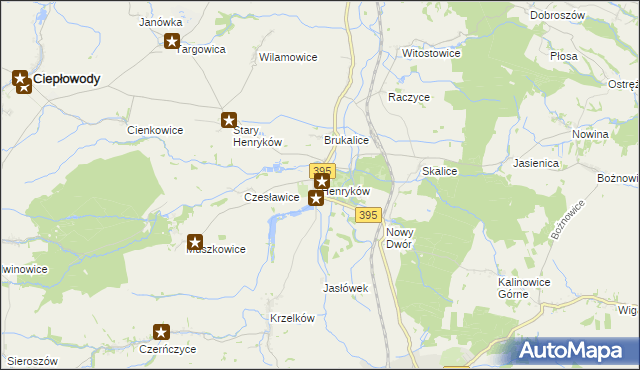 mapa Henryków gmina Ziębice, Henryków gmina Ziębice na mapie Targeo