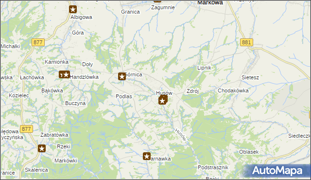 mapa Husów, Husów na mapie Targeo