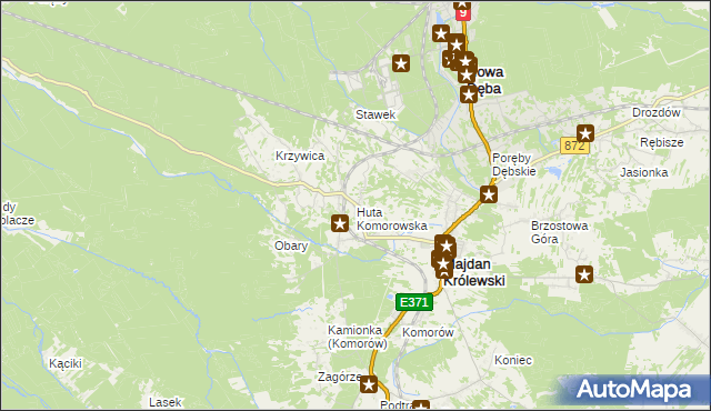 mapa Huta Komorowska, Huta Komorowska na mapie Targeo