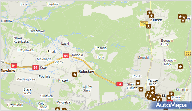 mapa Hutki gmina Bolesław, Hutki gmina Bolesław na mapie Targeo