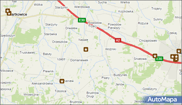 mapa Idzikowice gmina Dalików, Idzikowice gmina Dalików na mapie Targeo