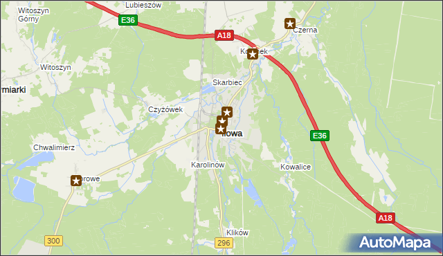 mapa Iłowa powiat żagański, Iłowa powiat żagański na mapie Targeo