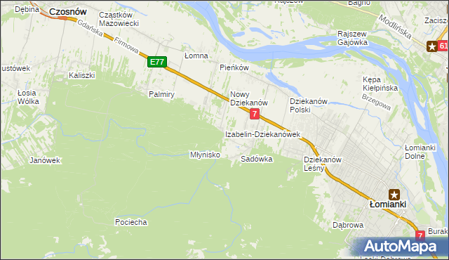 mapa Izabelin-Dziekanówek, Izabelin-Dziekanówek na mapie Targeo
