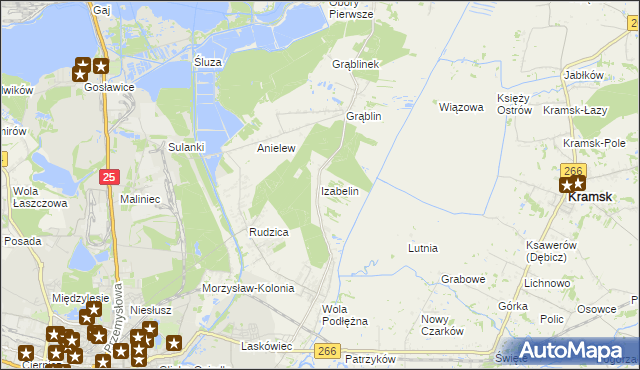 mapa Izabelin gmina Kramsk, Izabelin gmina Kramsk na mapie Targeo