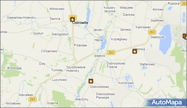 mapa Izdebno gmina Ostrowite, Izdebno gmina Ostrowite na mapie Targeo
