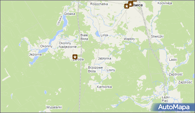 mapa Jabłonka gmina Śliwice, Jabłonka gmina Śliwice na mapie Targeo