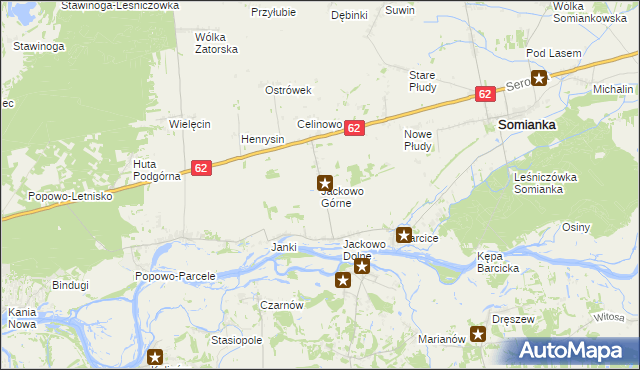 mapa Jackowo Górne, Jackowo Górne na mapie Targeo