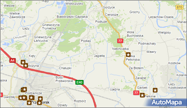 mapa Jagiełła gmina Tryńcza, Jagiełła gmina Tryńcza na mapie Targeo