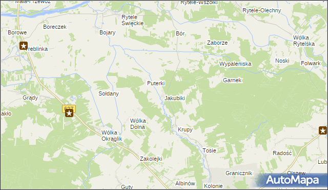 mapa Jakubiki, Jakubiki na mapie Targeo