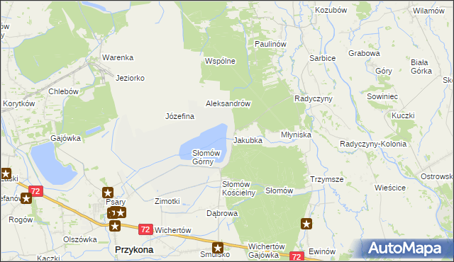 mapa Jakubka, Jakubka na mapie Targeo