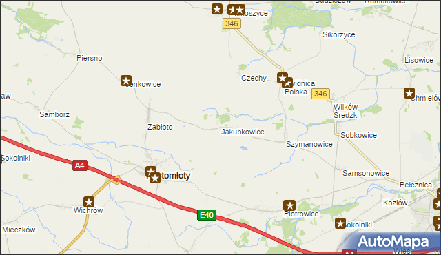 mapa Jakubkowice, Jakubkowice na mapie Targeo