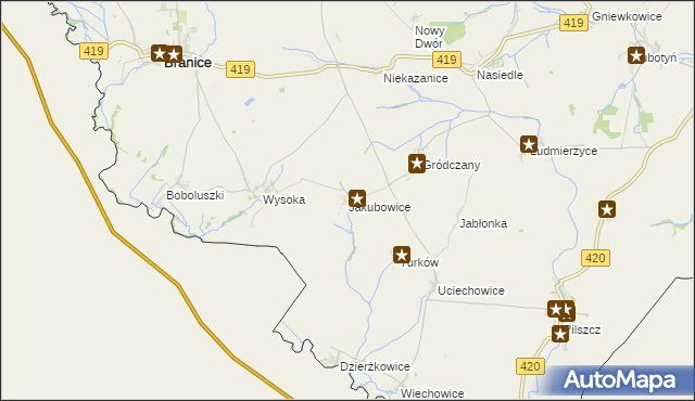 mapa Jakubowice gmina Branice, Jakubowice gmina Branice na mapie Targeo