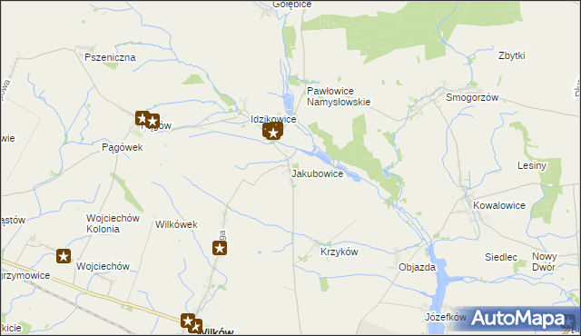 mapa Jakubowice gmina Wilków, Jakubowice gmina Wilków na mapie Targeo