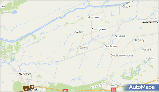 mapa Jamno gmina Słońsk, Jamno gmina Słońsk na mapie Targeo