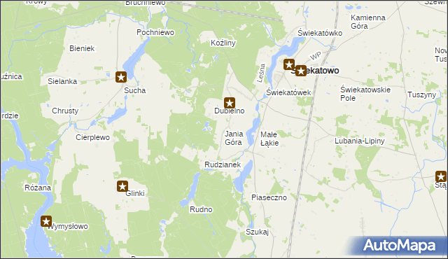 mapa Jania Góra gmina Świekatowo, Jania Góra gmina Świekatowo na mapie Targeo