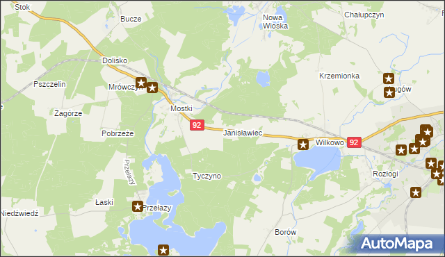 mapa Janisławiec, Janisławiec na mapie Targeo