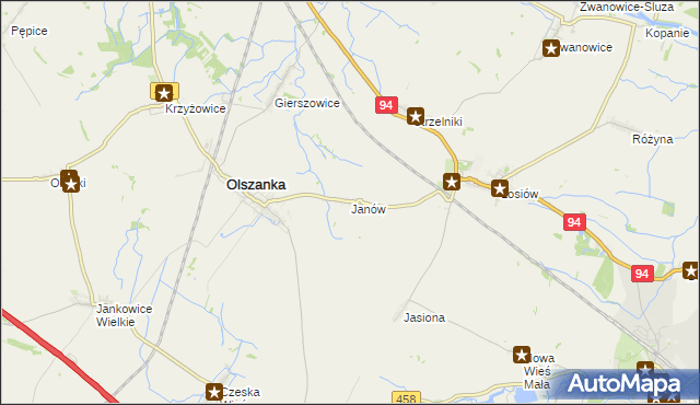 mapa Janów gmina Olszanka, Janów gmina Olszanka na mapie Targeo