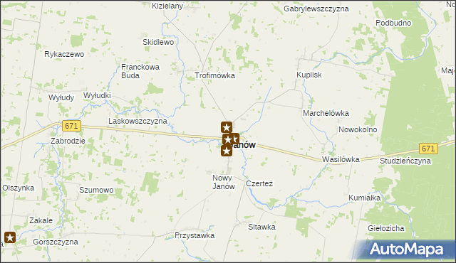 mapa Janów powiat sokólski, Janów powiat sokólski na mapie Targeo