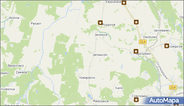 mapa Janowiczki gmina Nowa Wieś Lęborska, Janowiczki gmina Nowa Wieś Lęborska na mapie Targeo