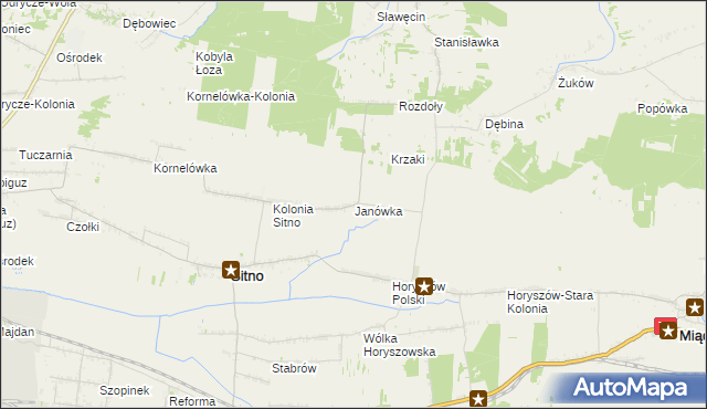 mapa Janówka gmina Sitno, Janówka gmina Sitno na mapie Targeo