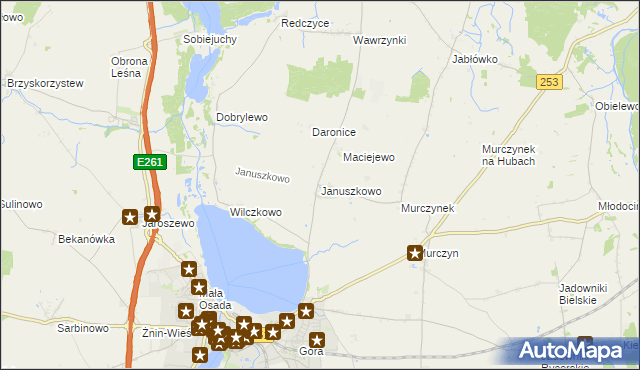 mapa Januszkowo gmina Żnin, Januszkowo gmina Żnin na mapie Targeo