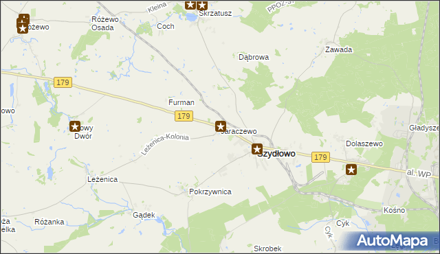 mapa Jaraczewo gmina Szydłowo, Jaraczewo gmina Szydłowo na mapie Targeo