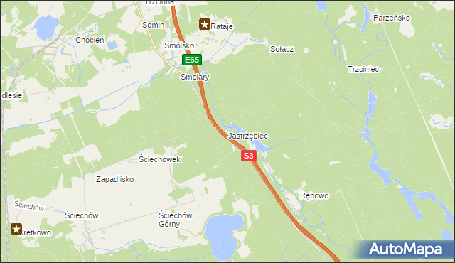 mapa Jastrzębiec gmina Lubiszyn, Jastrzębiec gmina Lubiszyn na mapie Targeo