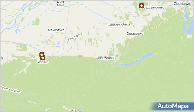 mapa Jastrzębnik gmina Santok, Jastrzębnik gmina Santok na mapie Targeo