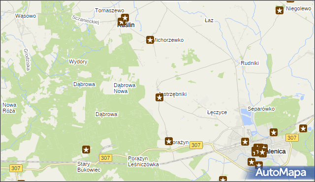 mapa Jastrzębniki gmina Opalenica, Jastrzębniki gmina Opalenica na mapie Targeo