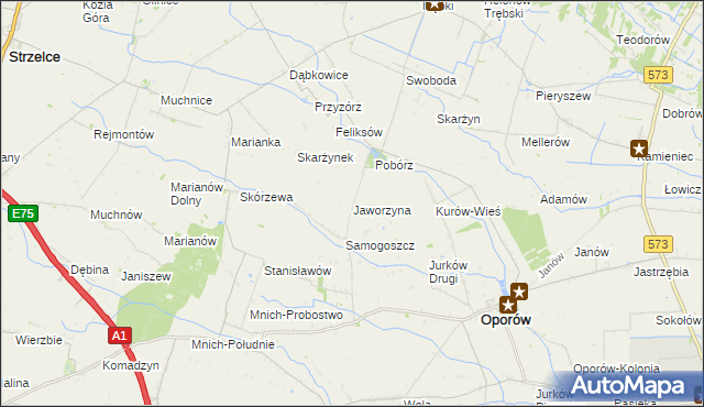 mapa Jaworzyna gmina Oporów, Jaworzyna gmina Oporów na mapie Targeo