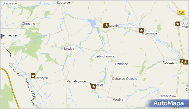 mapa Jędrychowice, Jędrychowice na mapie Targeo