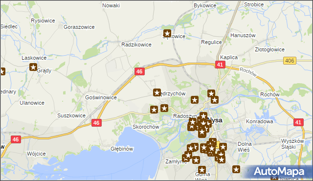 mapa Jędrzychów gmina Nysa, Jędrzychów gmina Nysa na mapie Targeo