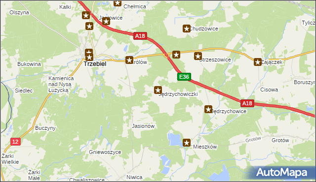 mapa Jędrzychowiczki, Jędrzychowiczki na mapie Targeo