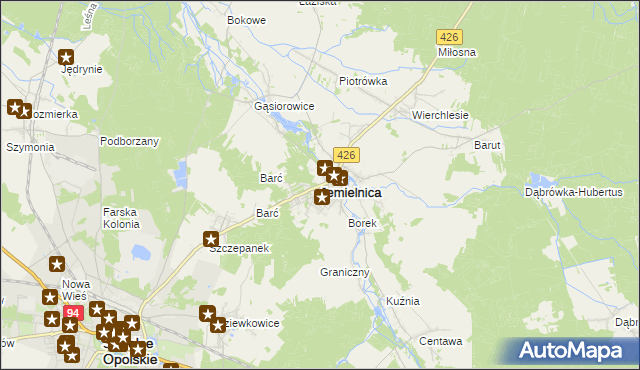 mapa Jemielnica, Jemielnica na mapie Targeo