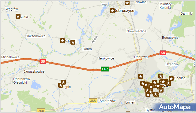 mapa Jenkowice gmina Oleśnica, Jenkowice gmina Oleśnica na mapie Targeo