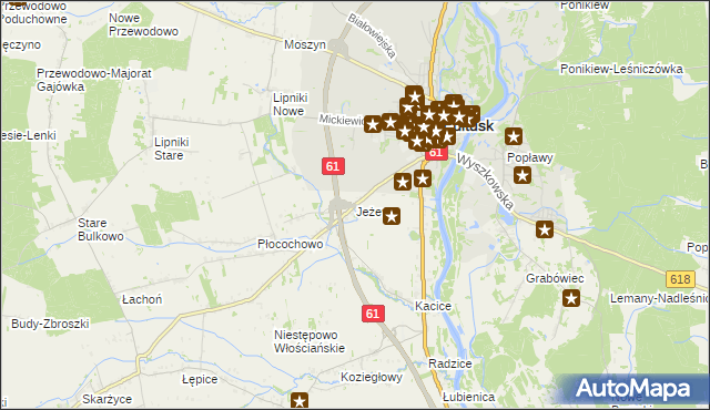 mapa Jeżewo gmina Pułtusk, Jeżewo gmina Pułtusk na mapie Targeo