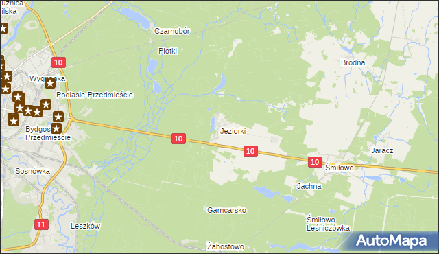 mapa Jeziorki gmina Kaczory, Jeziorki gmina Kaczory na mapie Targeo