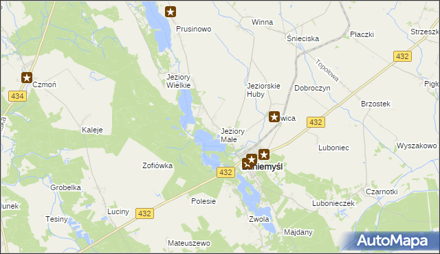 mapa Jeziory Małe, Jeziory Małe na mapie Targeo