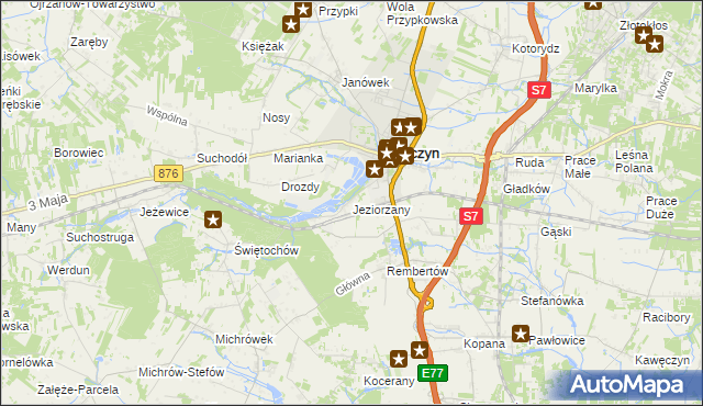 mapa Jeziorzany gmina Tarczyn, Jeziorzany gmina Tarczyn na mapie Targeo