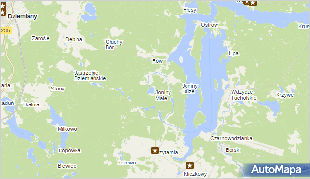 mapa Joniny Małe, Joniny Małe na mapie Targeo