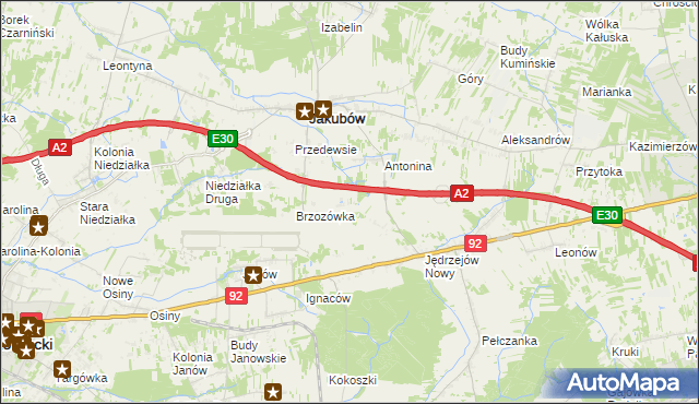 mapa Józefin gmina Jakubów, Józefin gmina Jakubów na mapie Targeo