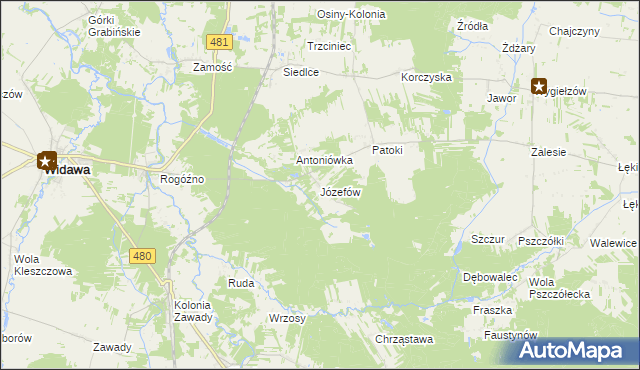 mapa Józefów Widawski, Józefów Widawski na mapie Targeo