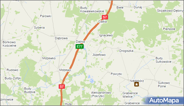 mapa Józefowo gmina Strzegowo, Józefowo gmina Strzegowo na mapie Targeo