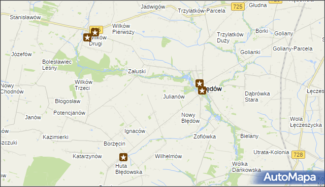 mapa Julianów gmina Błędów, Julianów gmina Błędów na mapie Targeo