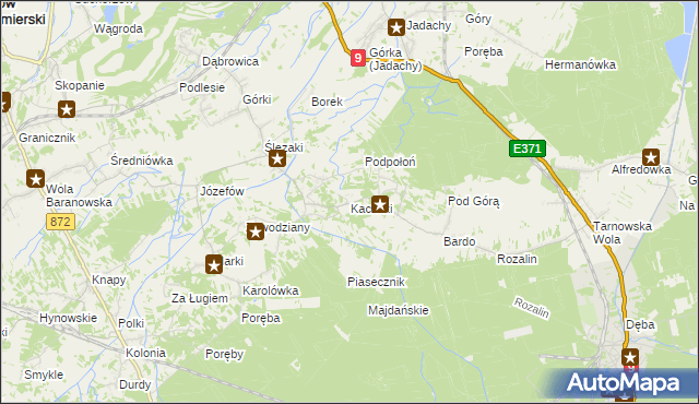 mapa Kaczaki, Kaczaki na mapie Targeo