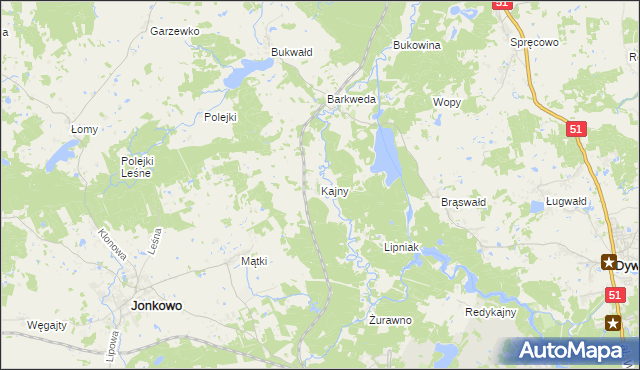 mapa Kajny, Kajny na mapie Targeo