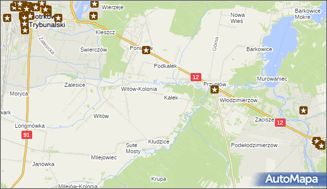 mapa Kałek gmina Sulejów, Kałek gmina Sulejów na mapie Targeo