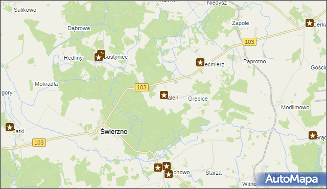 mapa Kaleń gmina Świerzno, Kaleń gmina Świerzno na mapie Targeo