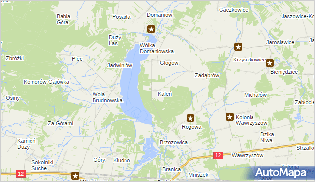 mapa Kaleń gmina Wieniawa, Kaleń gmina Wieniawa na mapie Targeo