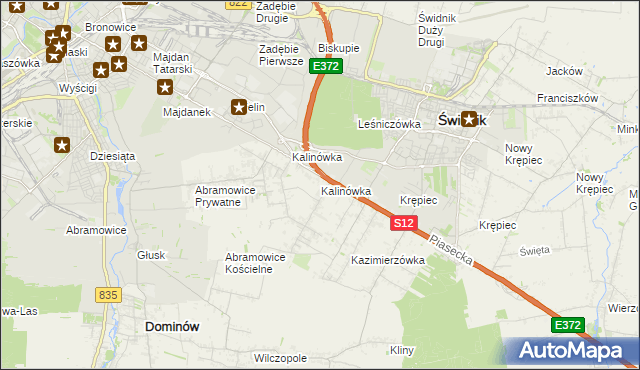 mapa Kalinówka gmina Głusk, Kalinówka gmina Głusk na mapie Targeo